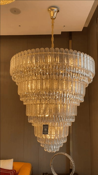 Oversized Multi - layers Luxury Gold Crystal Chandelier For Large Foyer/Hallway/Entryway - D39.4"*H59.1"/86kgWarm LightCyranlamps