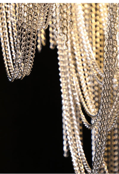 Alana Aluminum Chain Tassel Long Branch Chandelier Light 35"
