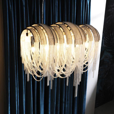 Alana Aluminum Chain Tassel Long Branch Chandelier Light 35"