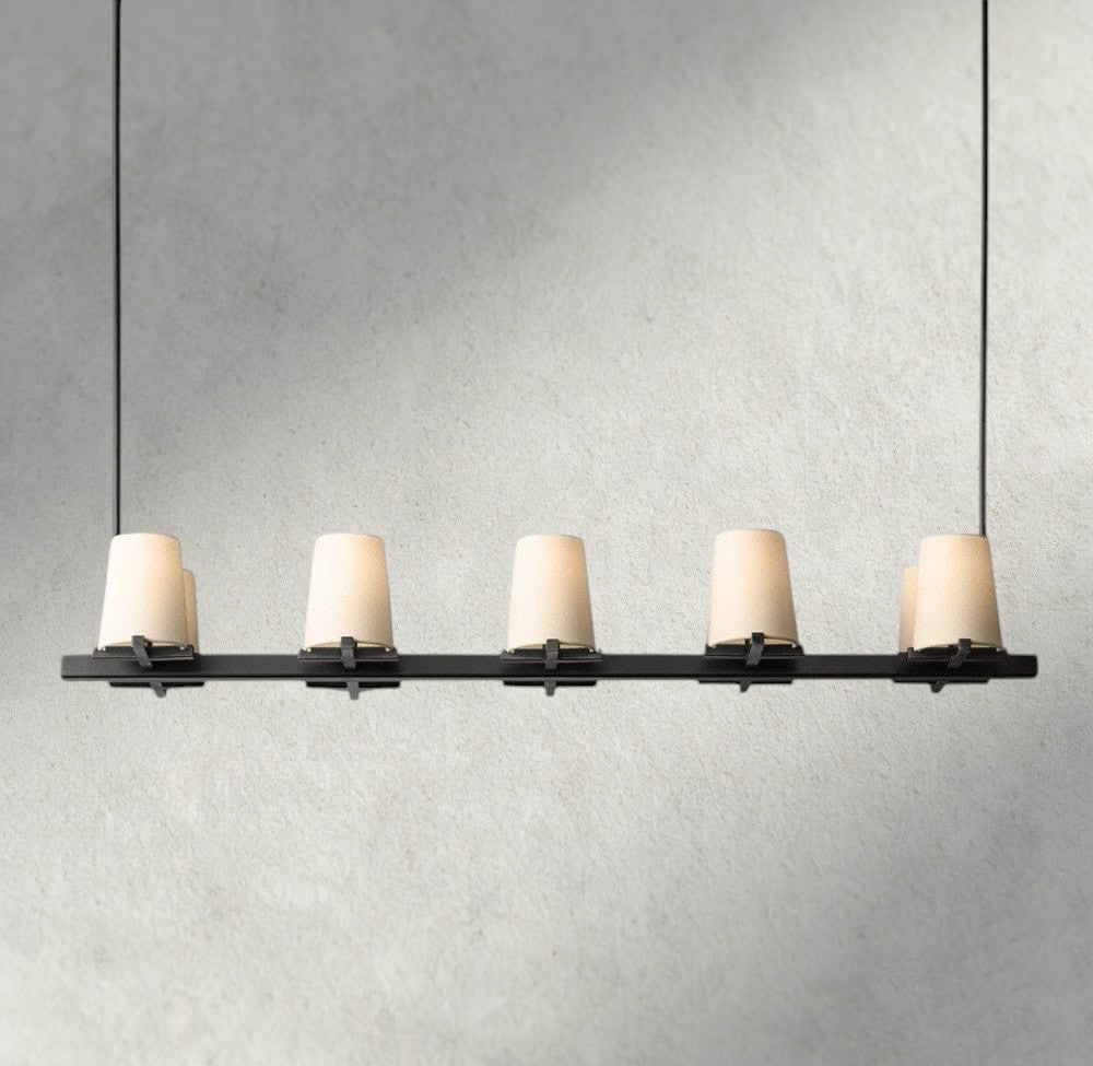 Puailace Fabric Shade Linear Chandelier - Cyran Lamps