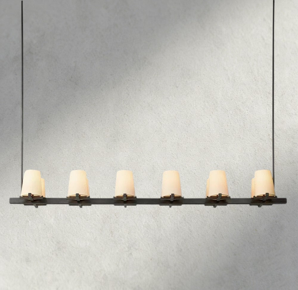 Puailace Fabric Shade Linear Chandelier - Cyran Lamps