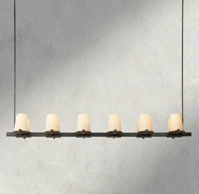 Puailace Fabric Shade Linear Chandelier - Cyran Lamps
