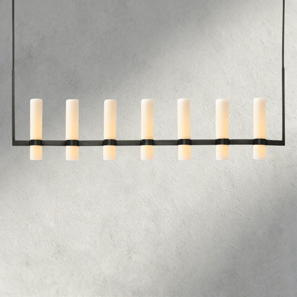 Ravay Linear Milk Glass Chandelier 59", 71" - Cyran Lamps