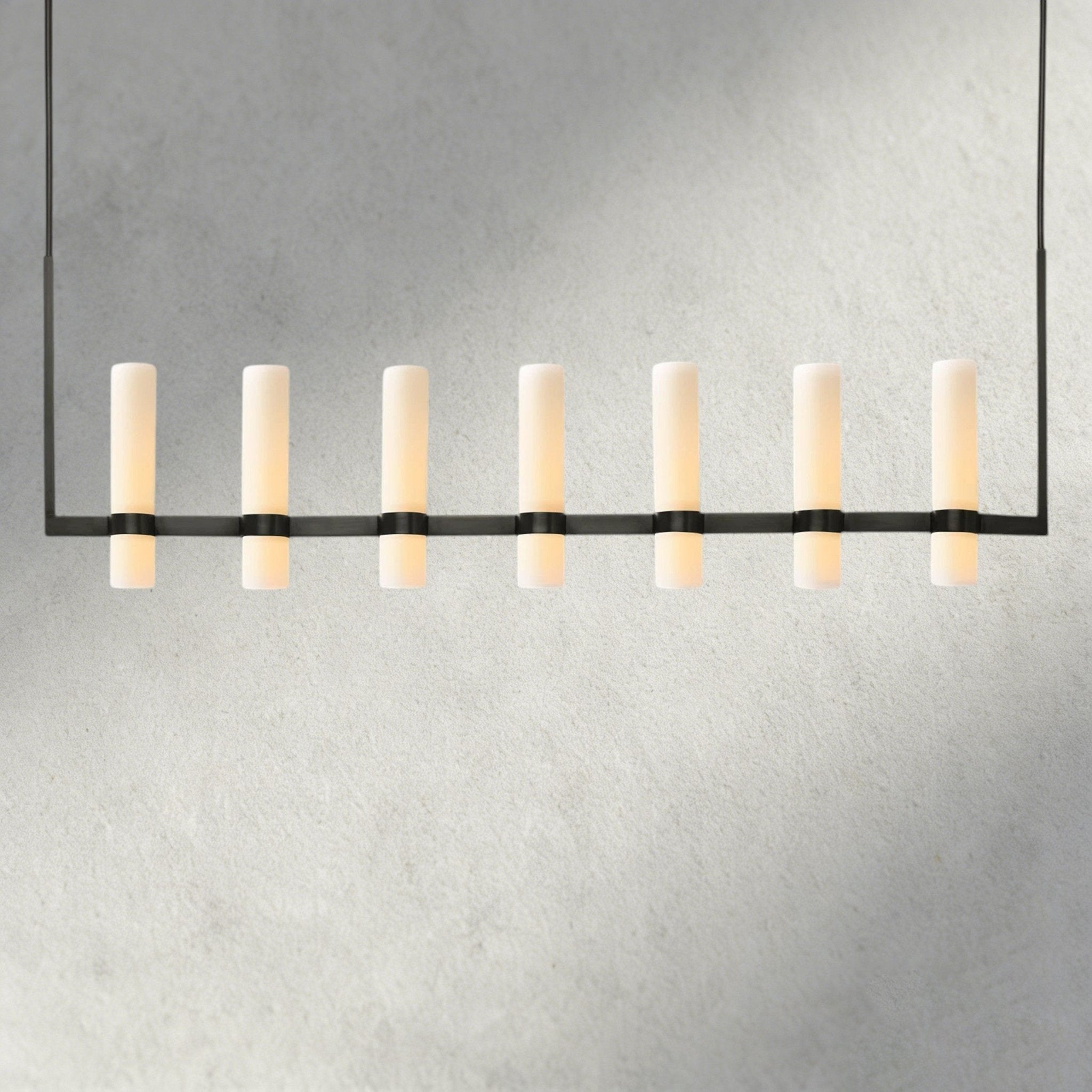 Ravay Linear Milk Glass Chandelier 59", 71" - Cyran Lamps