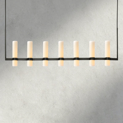 Ravay Linear Milk Glass Chandelier 59", 71" - Cyran Lamps