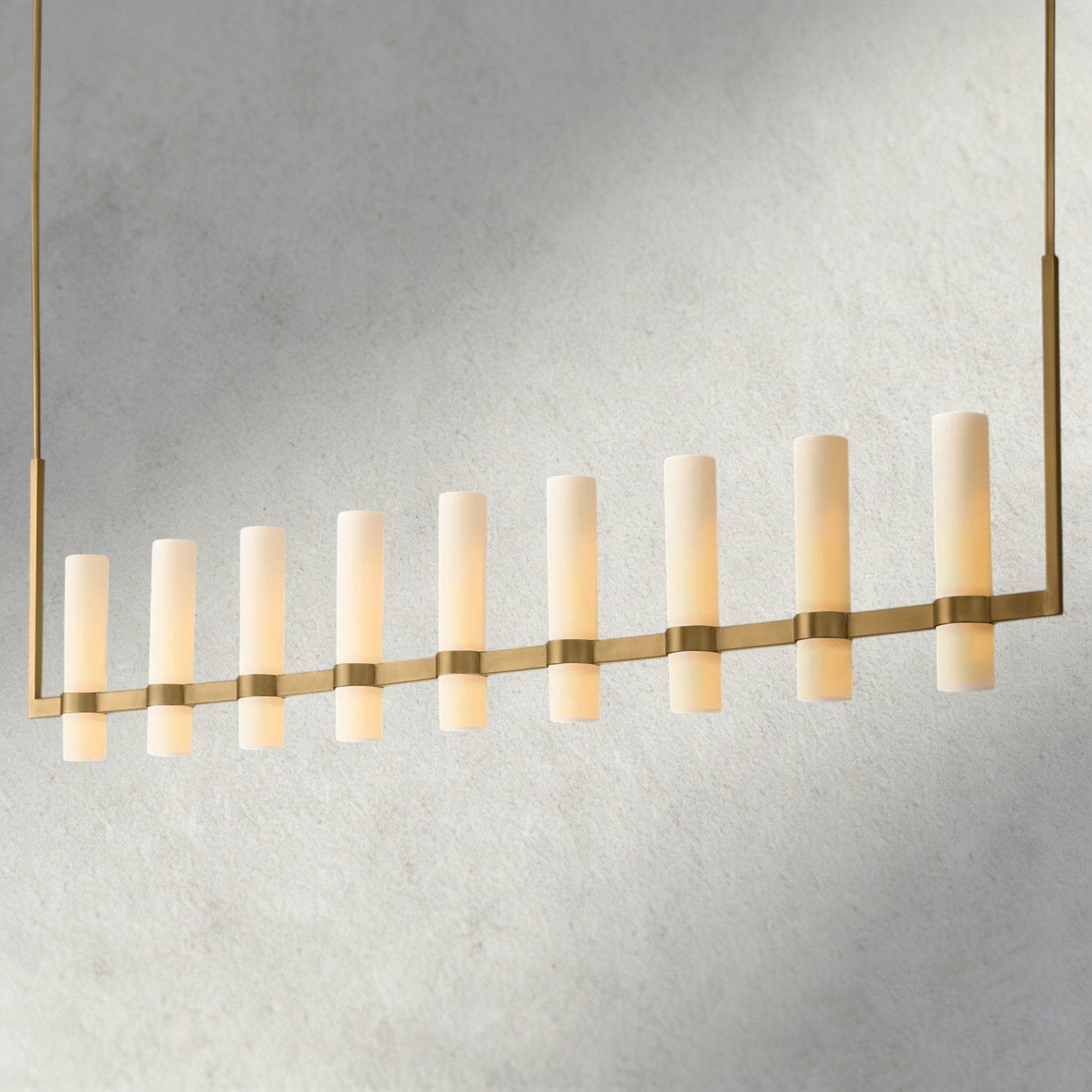 Ravay Linear Milk Glass Chandelier 59", 71" - Cyran Lamps