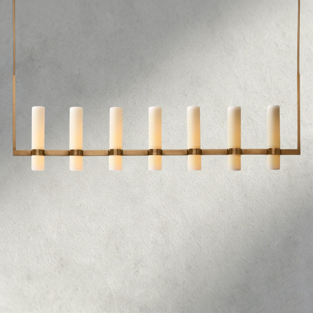 Ravay Linear Milk Glass Chandelier 59", 71" - Cyran Lamps