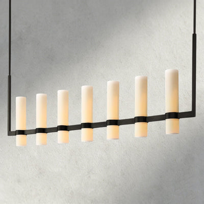 Ravay Linear Milk Glass Chandelier 59", 71" - Cyran Lamps