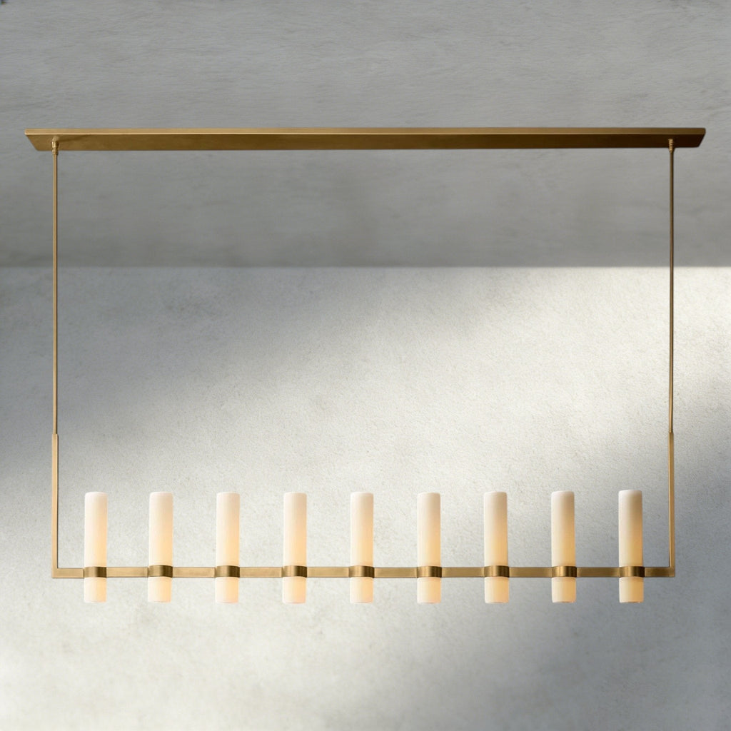 Ravay Linear Milk Glass Chandelier 59", 71" - Cyran Lamps
