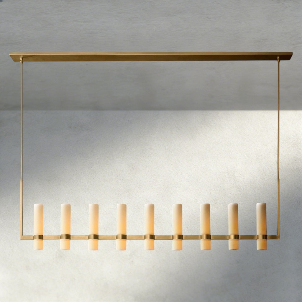 Ravay Linear Milk Glass Chandelier 59", 71" - Cyran Lamps