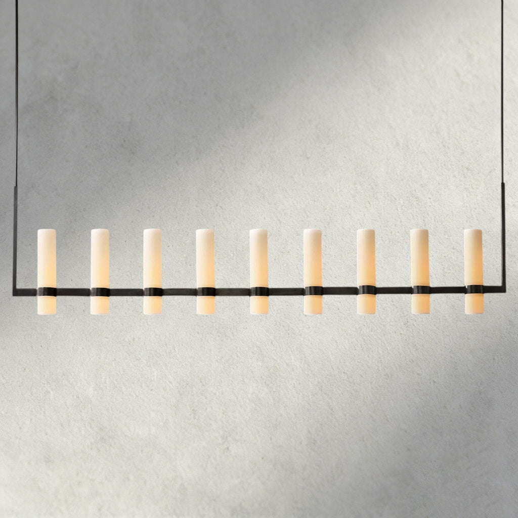 Ravay Linear Milk Glass Chandelier 59", 71" - Cyran Lamps