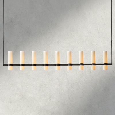 Ravay Linear Milk Glass Chandelier 59", 71" - Cyran Lamps