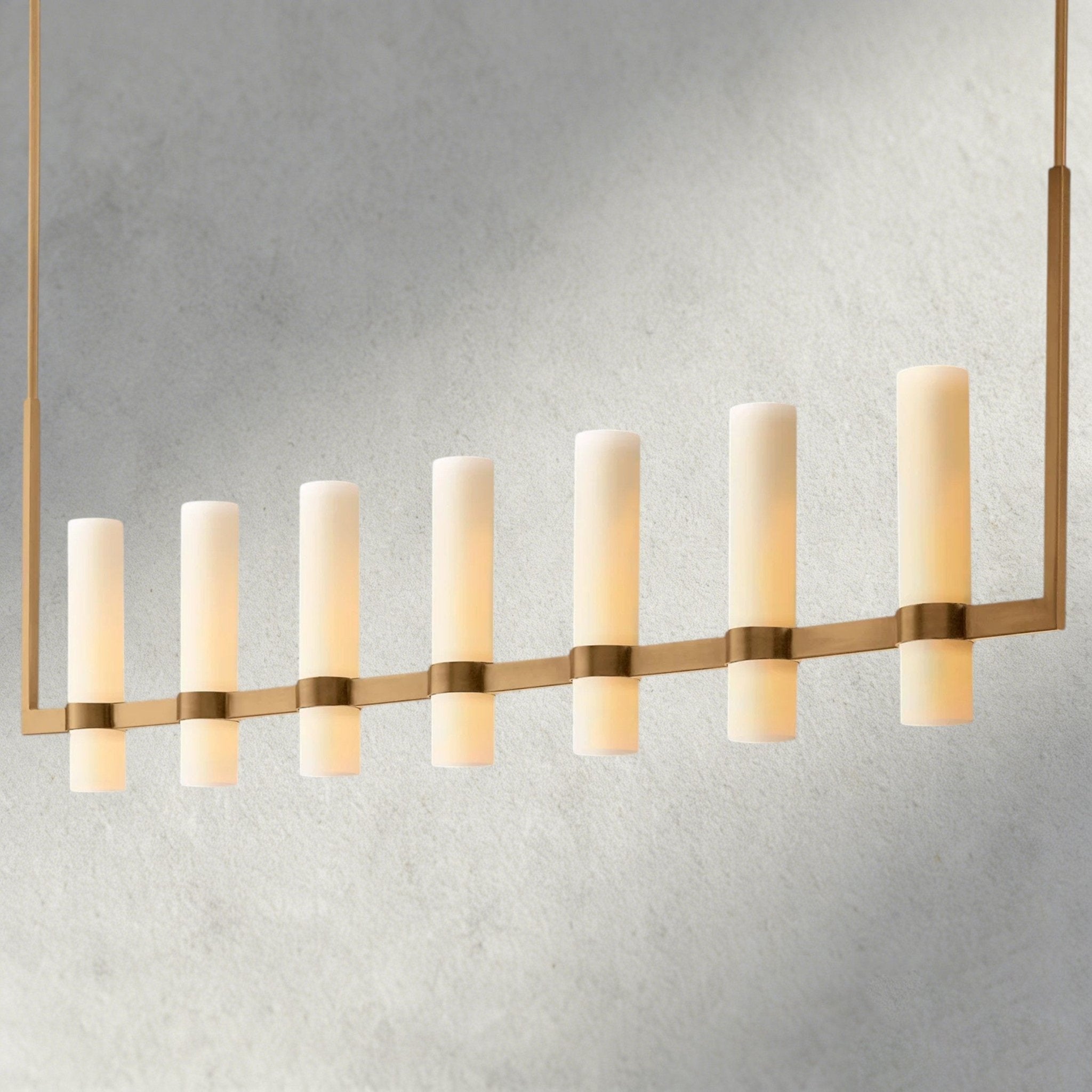 Ravay Linear Milk Glass Chandelier 59", 71" - Cyran Lamps