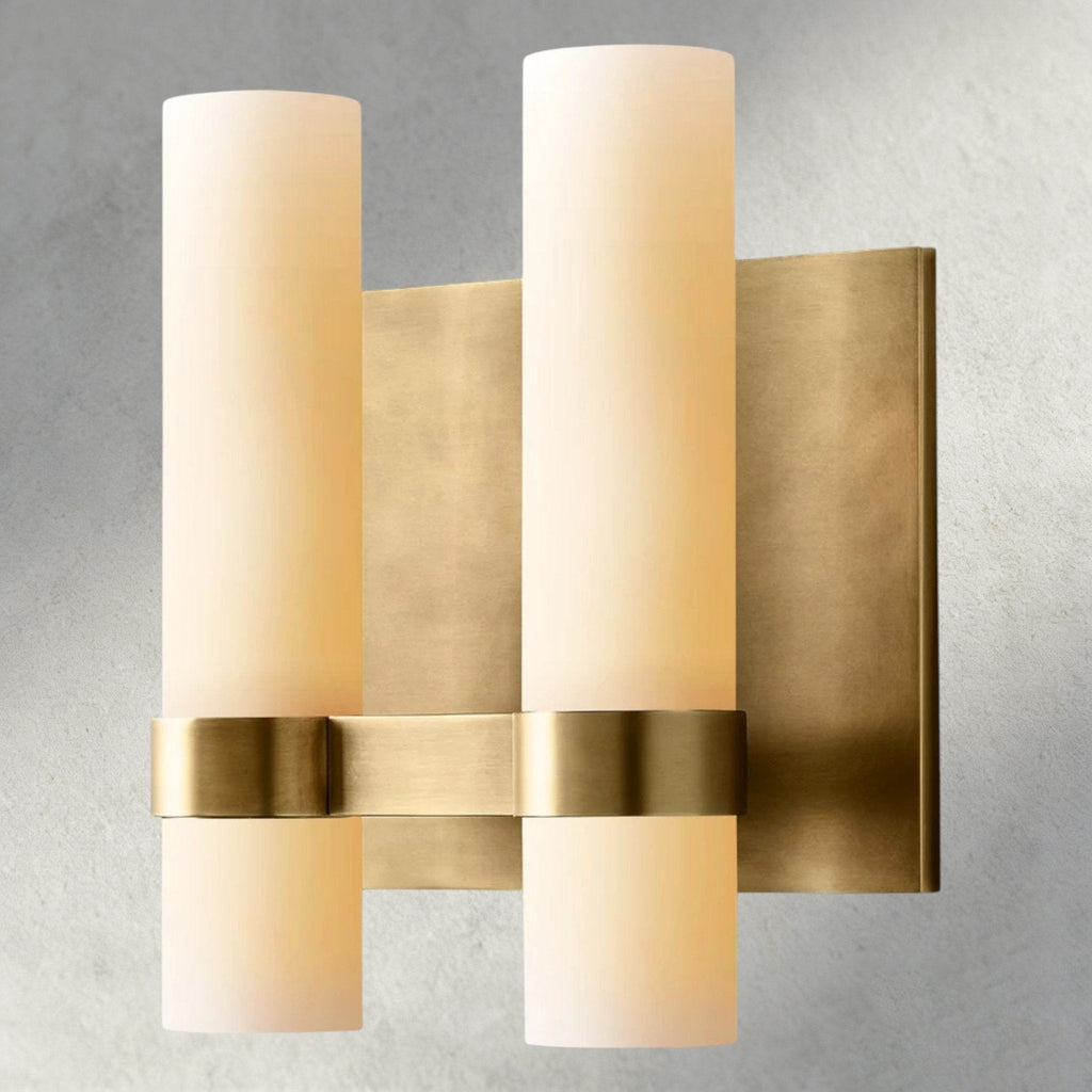 Ravay Milk Glass Double Sconce - Cyran Lamps