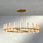 Ravay Round Milk Glass Chandelier 36", 48", 60" - Cyran Lamps