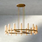 Ravay Round Milk Glass Chandelier 36", 48", 60" - Cyran Lamps