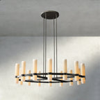 Ravay Round Milk Glass Chandelier 36", 48", 60" - Cyran Lamps