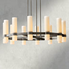 Ravay Round Milk Glass Chandelier 36", 48", 60" - Cyran Lamps
