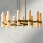 Ravay Round Milk Glass Chandelier 36", 48", 60" - Cyran Lamps
