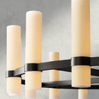 Ravay Round Milk Glass Chandelier 36", 48", 60" - Cyran Lamps