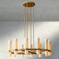Ravay Round Milk Glass Chandelier 36", 48", 60" - Cyran Lamps
