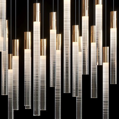 Frosted Tube Cluster Chandelier