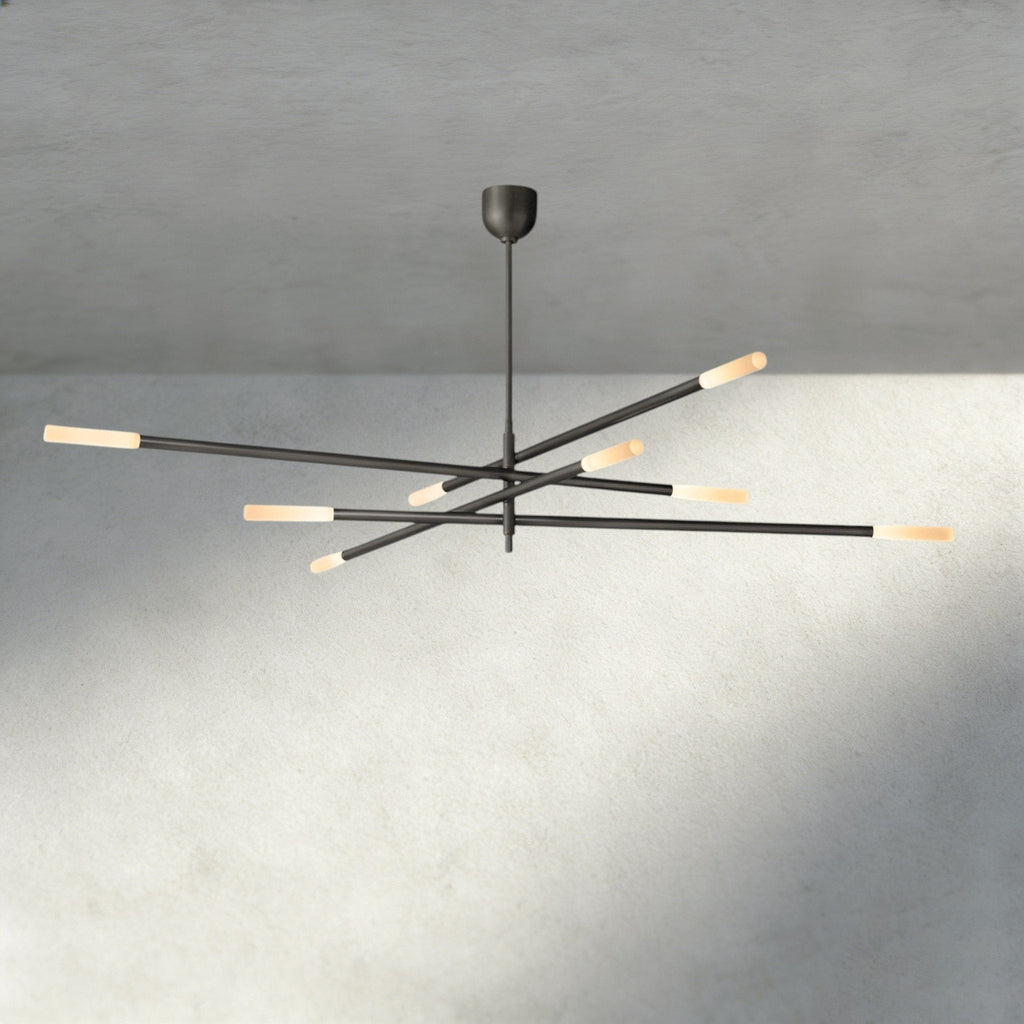 Roasi 8 - Light Mobile Etched Rod Chandelier 65", 80" - Cyran Lamps