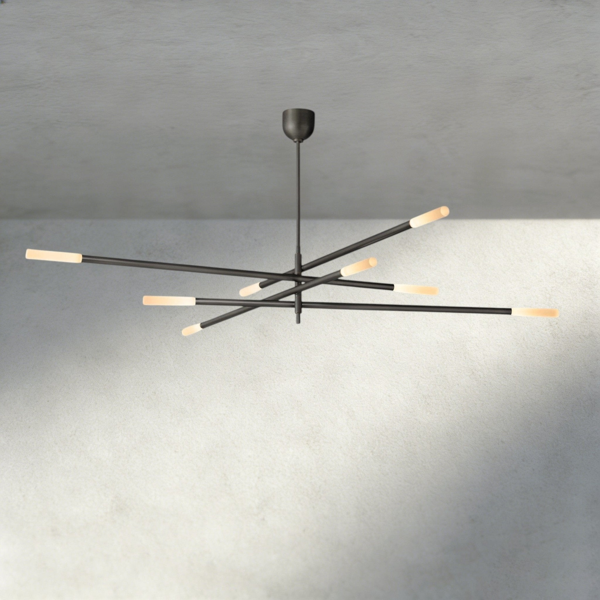 Roasi 8 - Light Mobile Etched Rod Chandelier 65", 80" - Cyran Lamps
