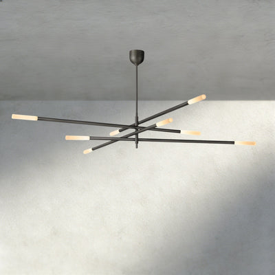 Roasi 8 - Light Mobile Etched Rod Chandelier 65", 80" - Cyran Lamps