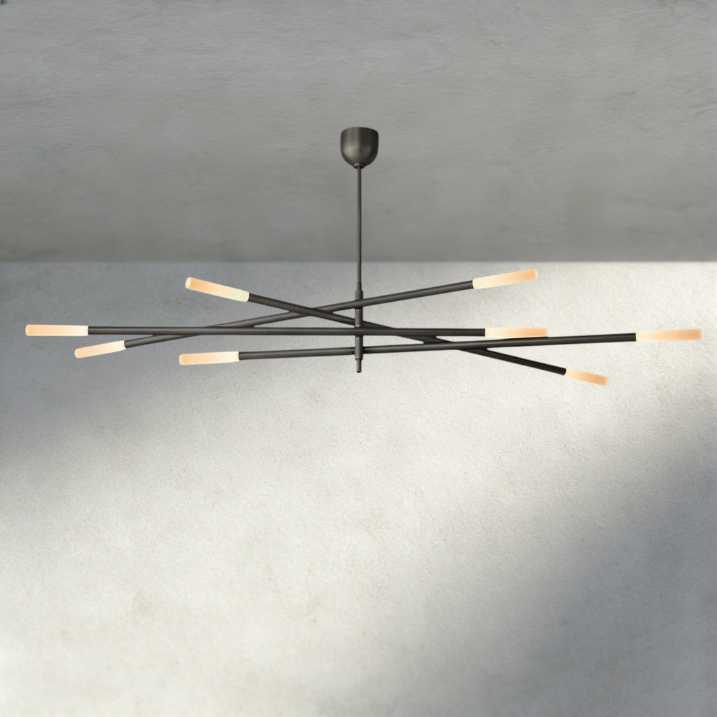 Roasi 8 - Light Mobile Etched Rod Chandelier 65", 80" - Cyran Lamps