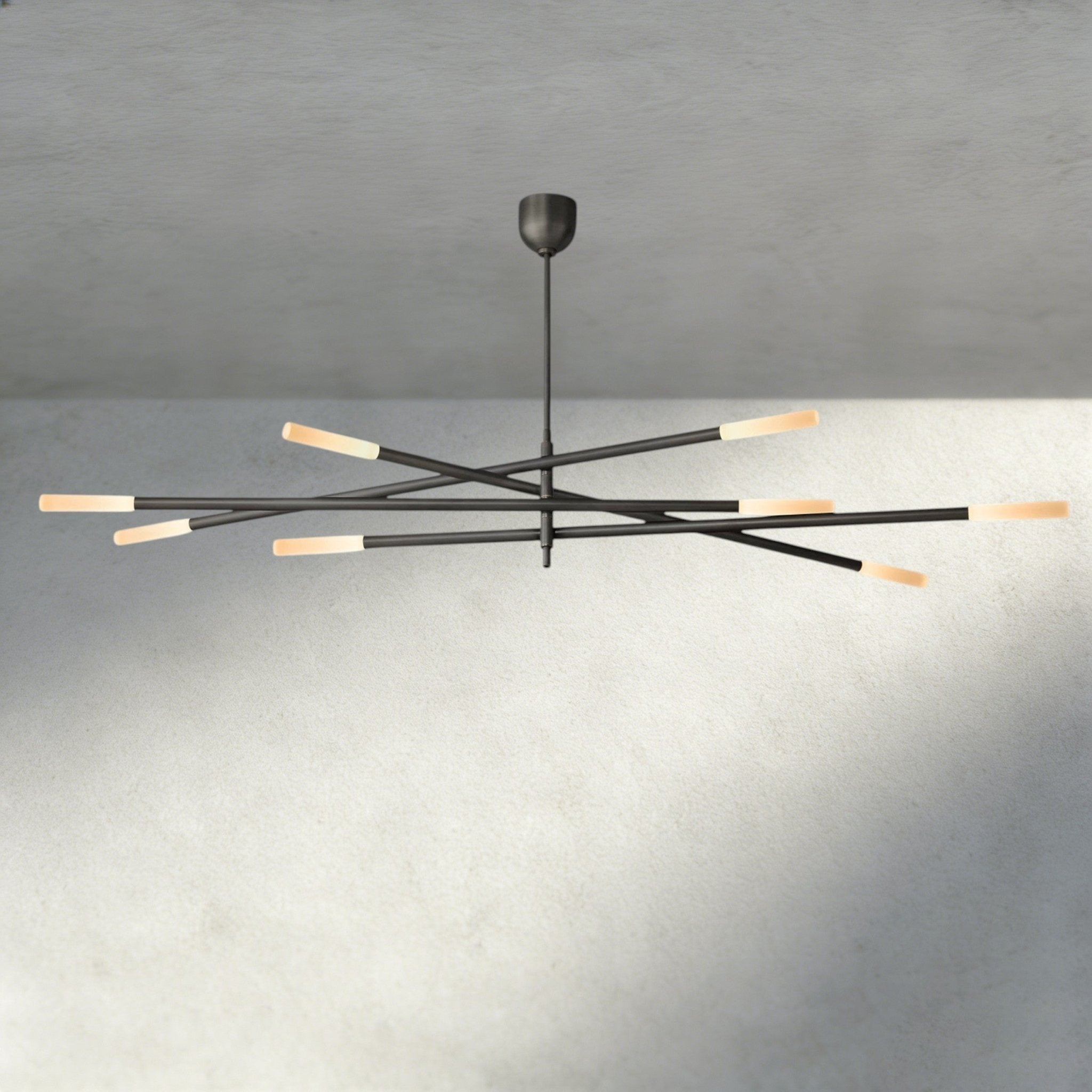 Roasi 8 - Light Mobile Etched Rod Chandelier 65", 80" - Cyran Lamps
