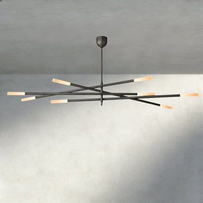 Roasi 8 - Light Mobile Etched Rod Chandelier 65", 80" - Cyran Lamps