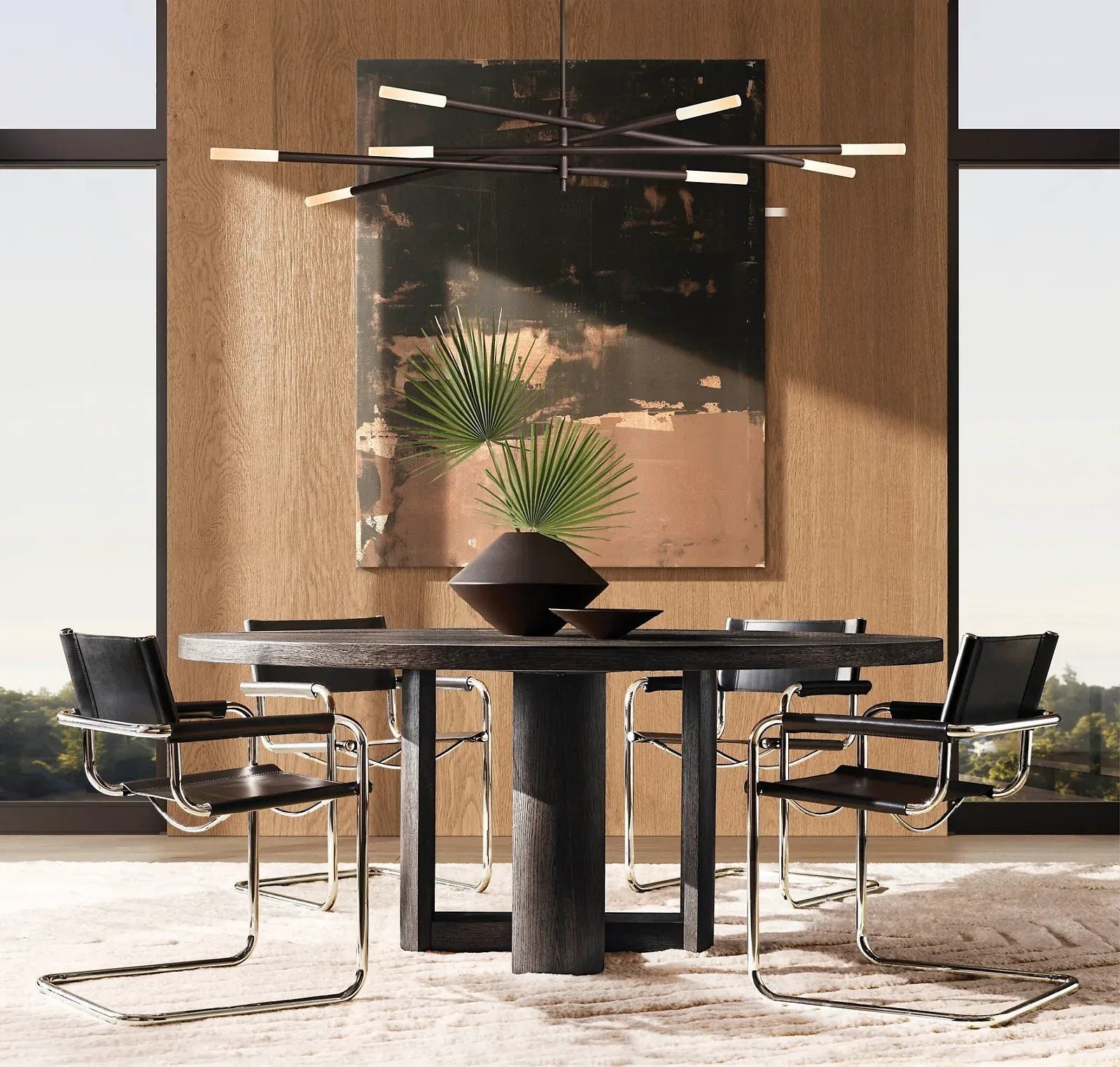 Roasi 8 - Light Mobile Etched Rod Chandelier 65", 80" - Cyran Lamps
