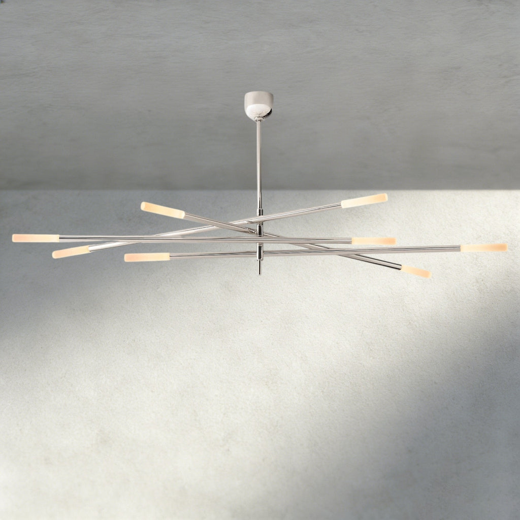 Roasi 8 - Light Mobile Etched Rod Chandelier 65", 80" - Cyran Lamps