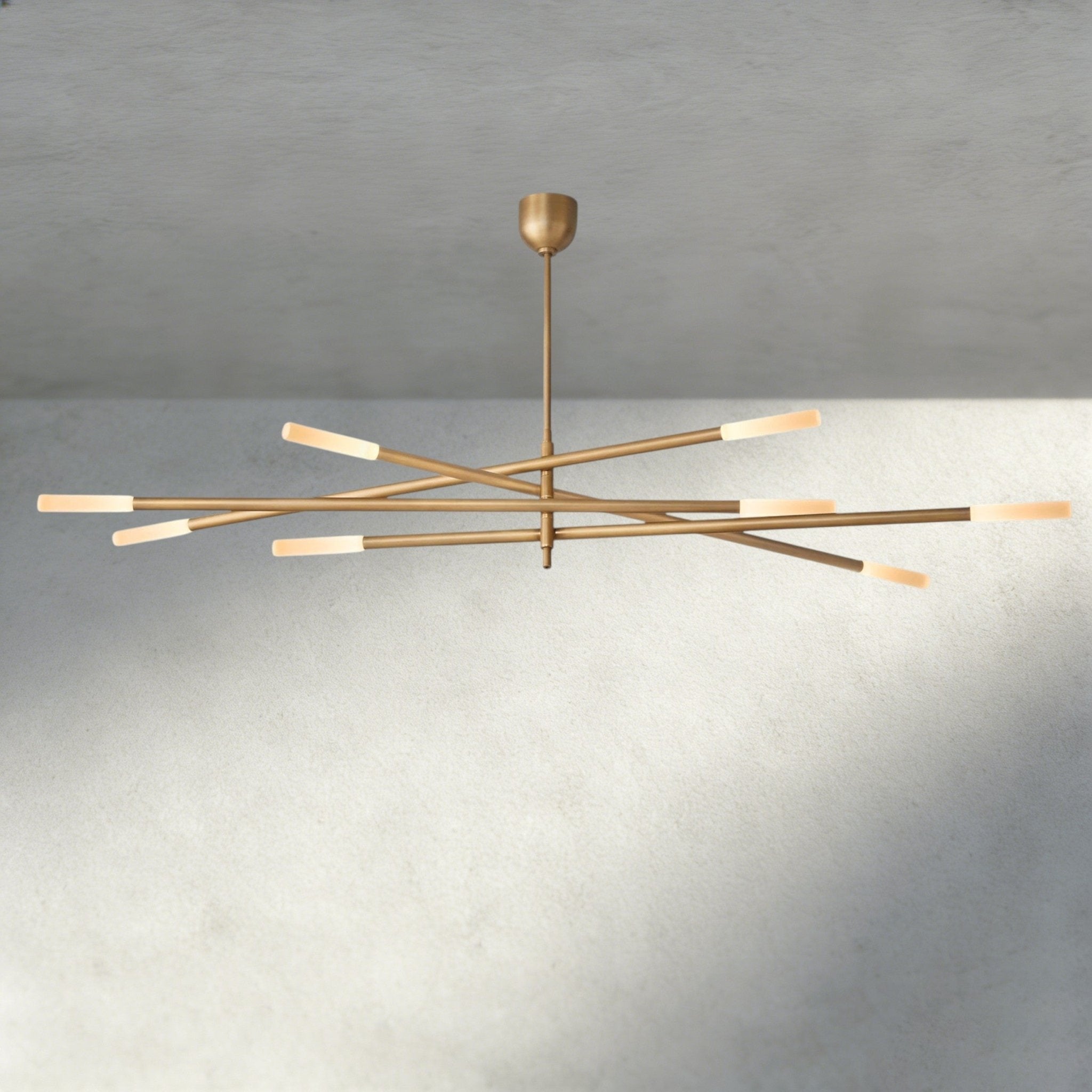 Roasi 8 - Light Mobile Etched Rod Chandelier 65", 80" - Cyran Lamps