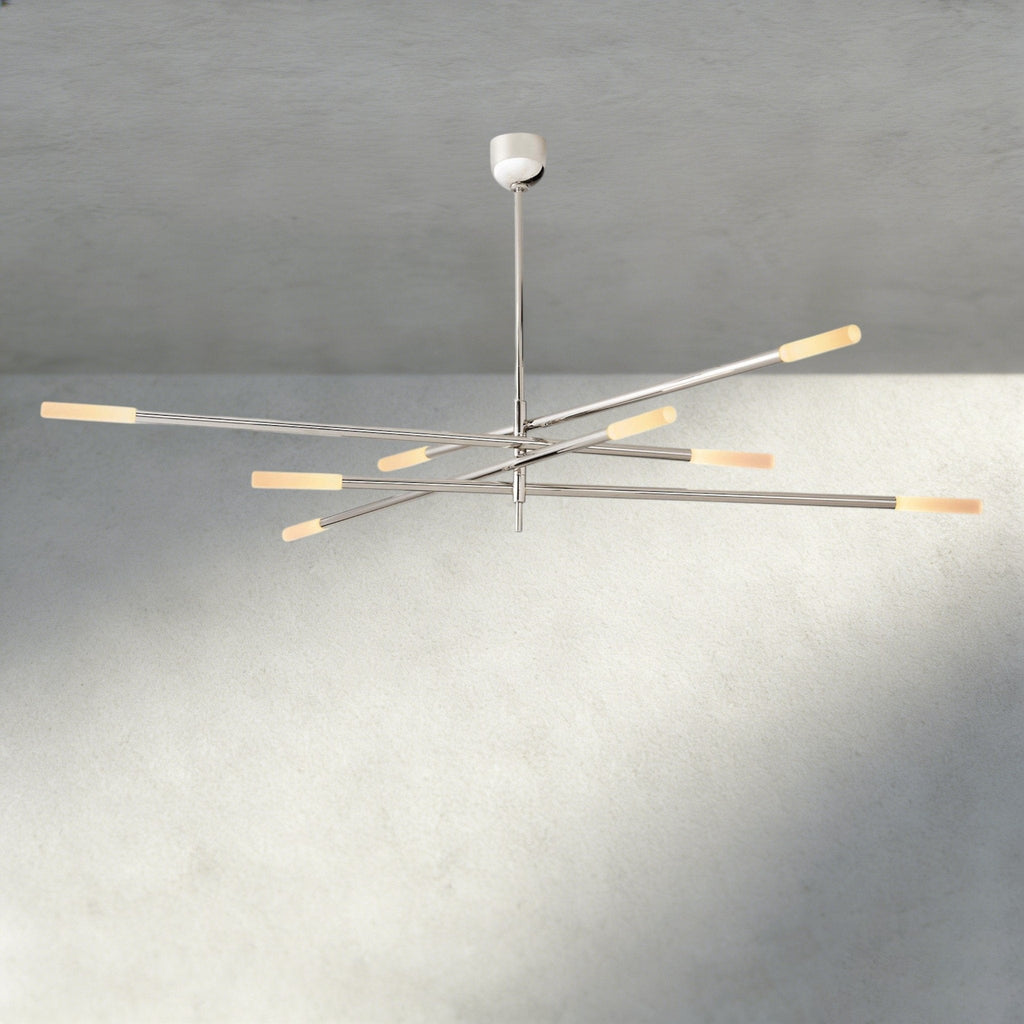 Roasi 8 - Light Mobile Etched Rod Chandelier 65", 80" - Cyran Lamps