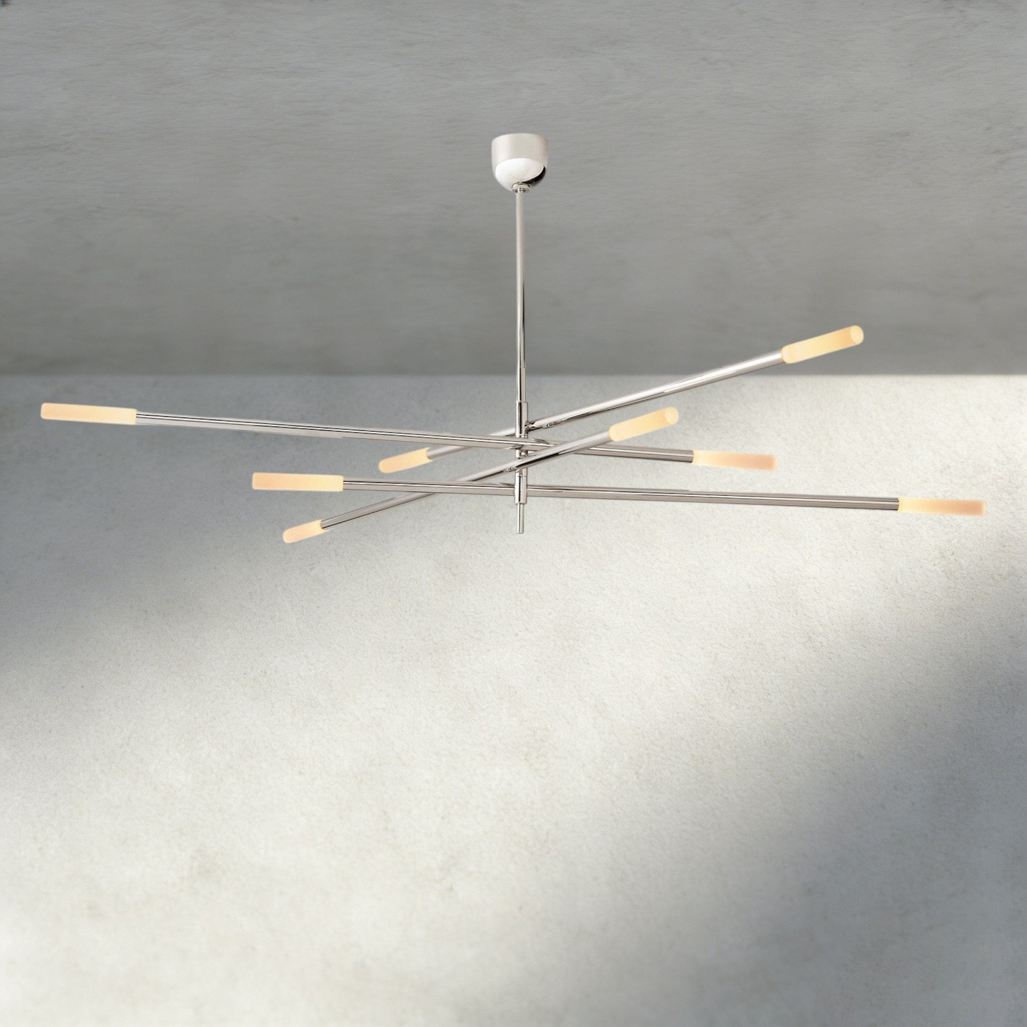 Roasi 8 - Light Mobile Etched Rod Chandelier 65", 80" - Cyran Lamps
