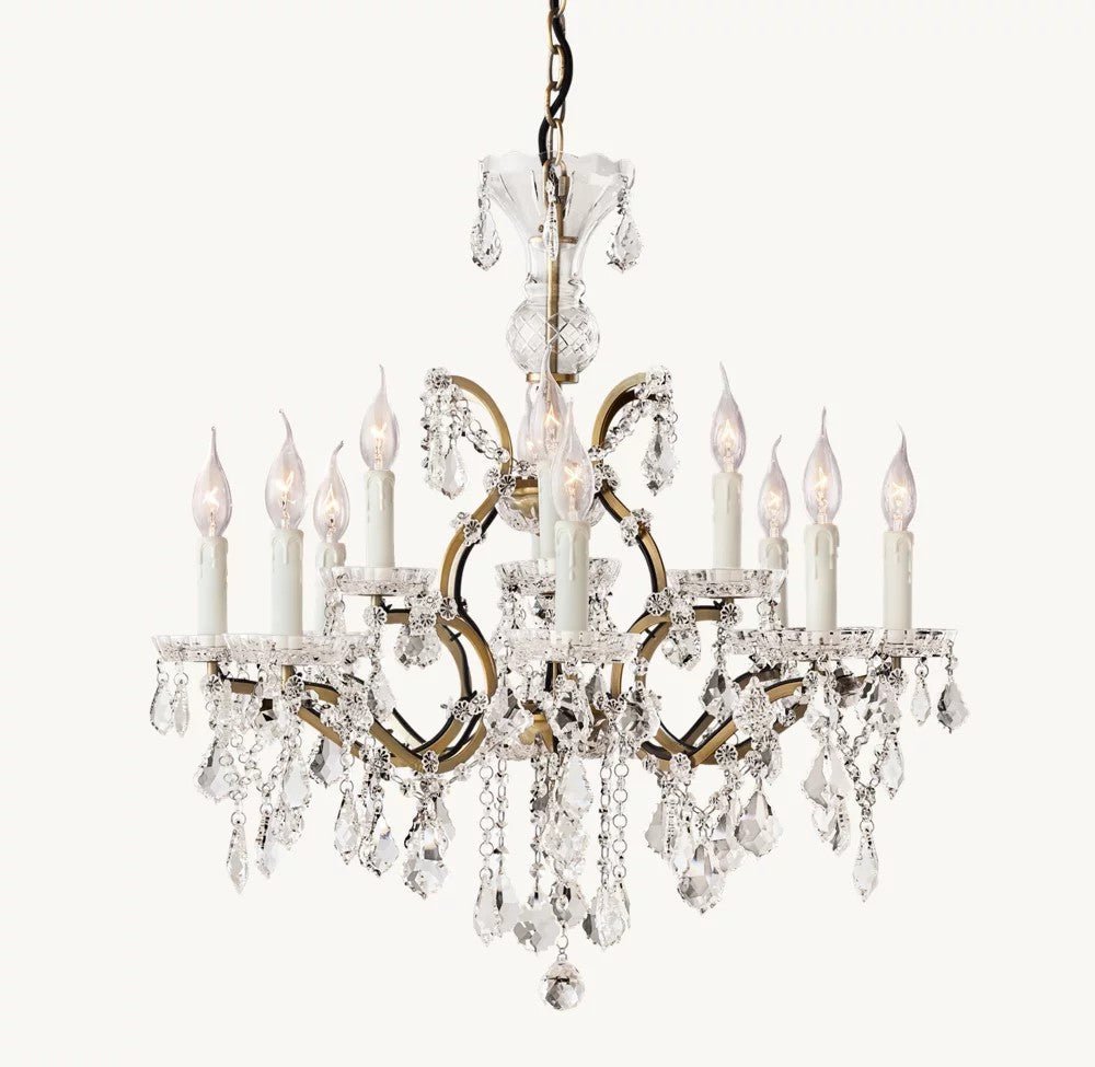 Rococo Revival Crystal Round Chandelier 28" - Cyran Lamps