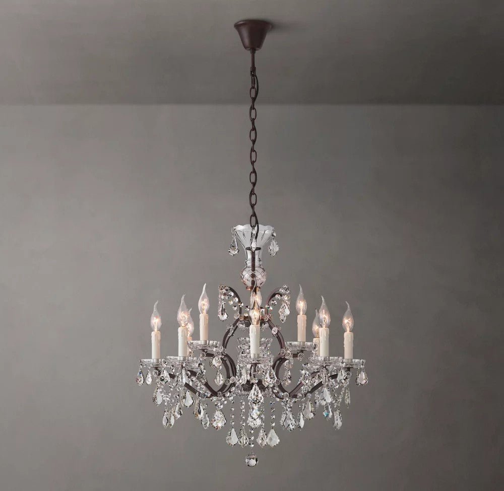 Rococo Revival Crystal Round Chandelier 28" - Cyran Lamps