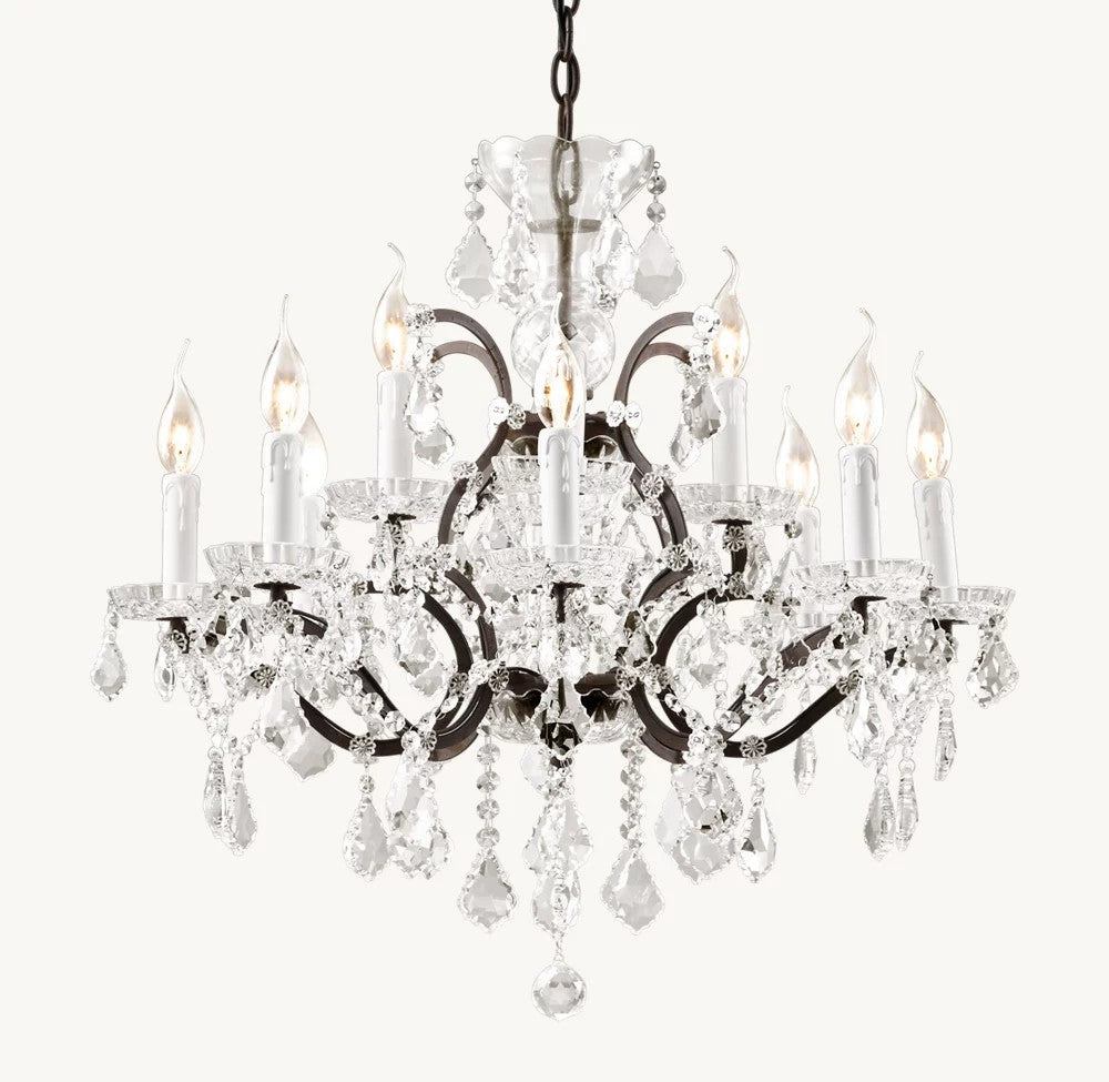 Rococo Revival Crystal Round Chandelier 28" - Cyran Lamps