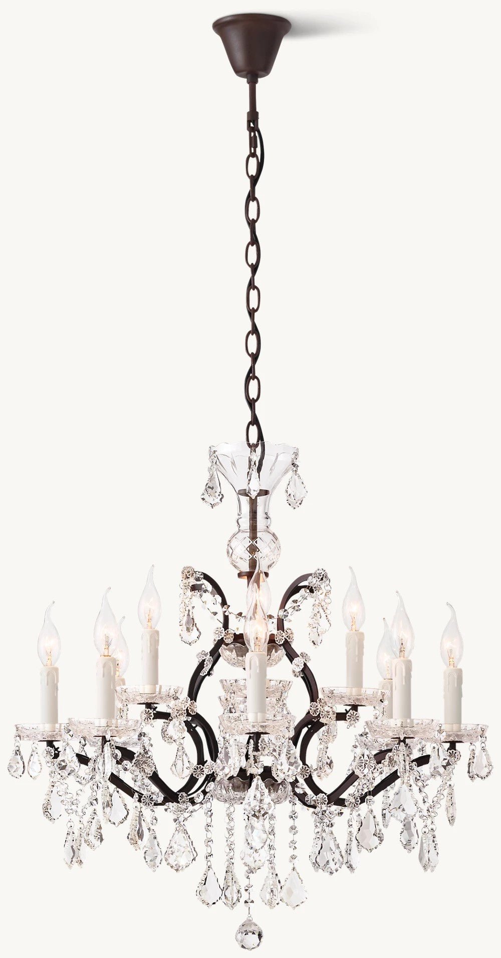 Rococo Revival Crystal Round Chandelier 28" - Cyran Lamps