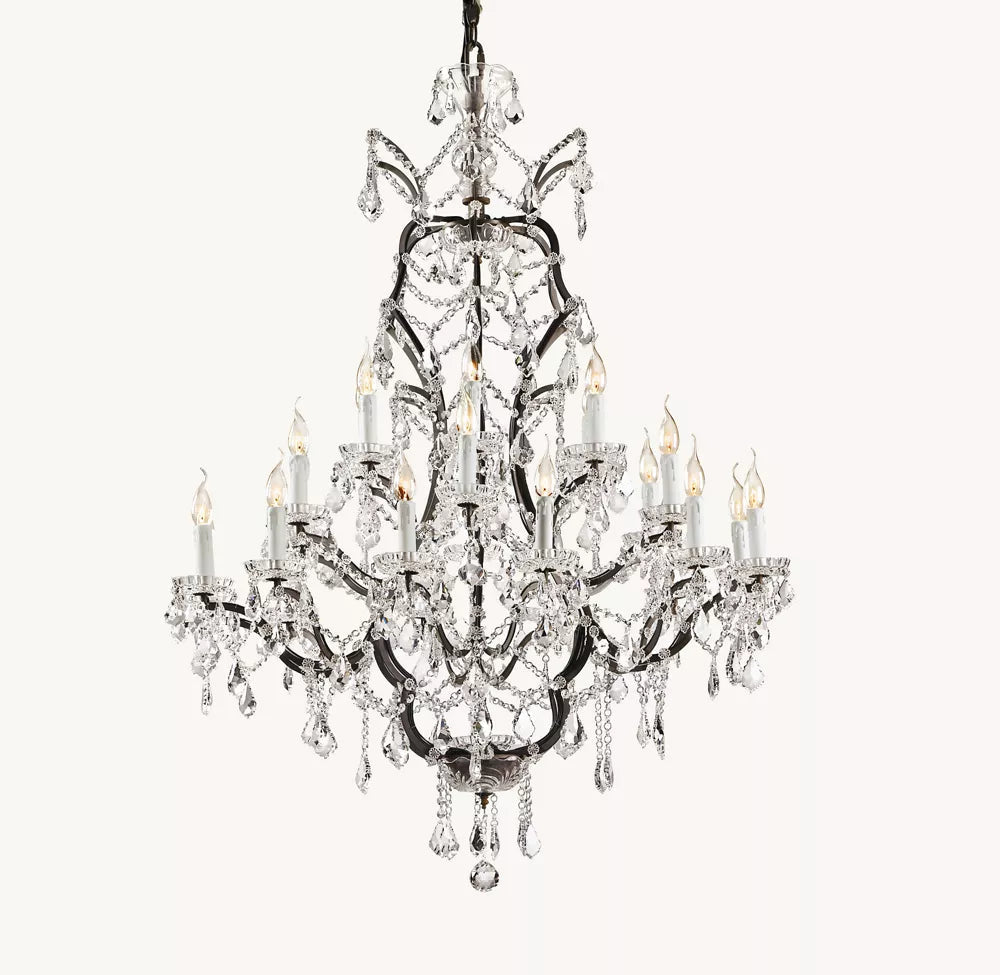 Rococo Revival Crystal Round Chandelier 40" - Cyran Lamps