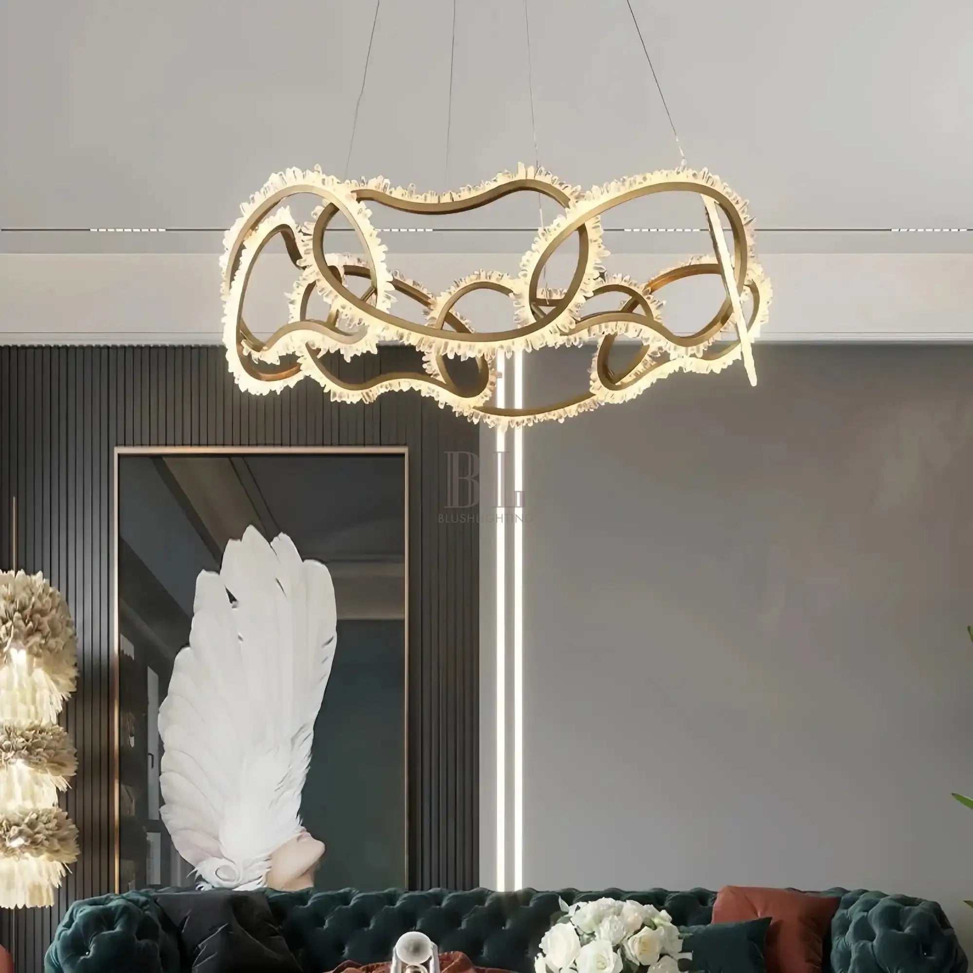 Rose Rock Crystal Multi - ring Chandelier Modern Chandelier Restaurant - Cyranlamps