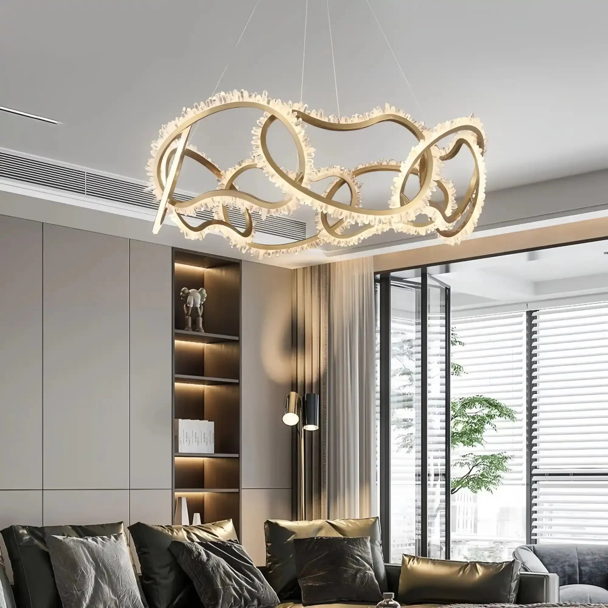 Rose Rock Crystal Multi - ring Chandelier Modern Chandelier Restaurant - Cyranlamps