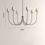 Saige 6 - Light Curved Arm Chandelier with Linen Shades - Cyran Lamps