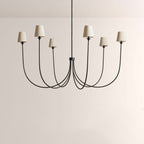 Saige 6 - Light Curved Arm Chandelier with Linen Shades - Cyran Lamps