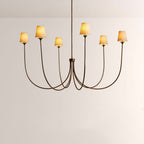Saige 6 - Light Curved Arm Chandelier with Linen Shades - Cyran Lamps