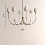 Saige 6 - Light Curved Arm Chandelier with Linen Shades - Cyran Lamps
