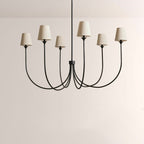 Saige 6 - Light Curved Arm Chandelier with Linen Shades - Cyran Lamps
