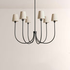 Saige 6 - Light Curved Arm Chandelier with Linen Shades - Cyran Lamps
